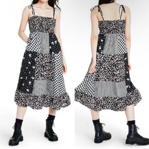 Sandy Liang x Target Patchwork Sleeveless Ruffled Midi Dress Smocked Cottagecore